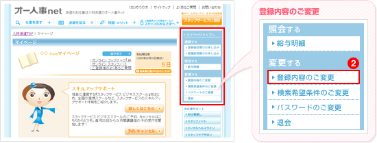 ログイン後マイページTOP画面