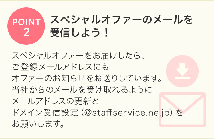 POINT2　スペシャルオファーのメールを受信しよう！